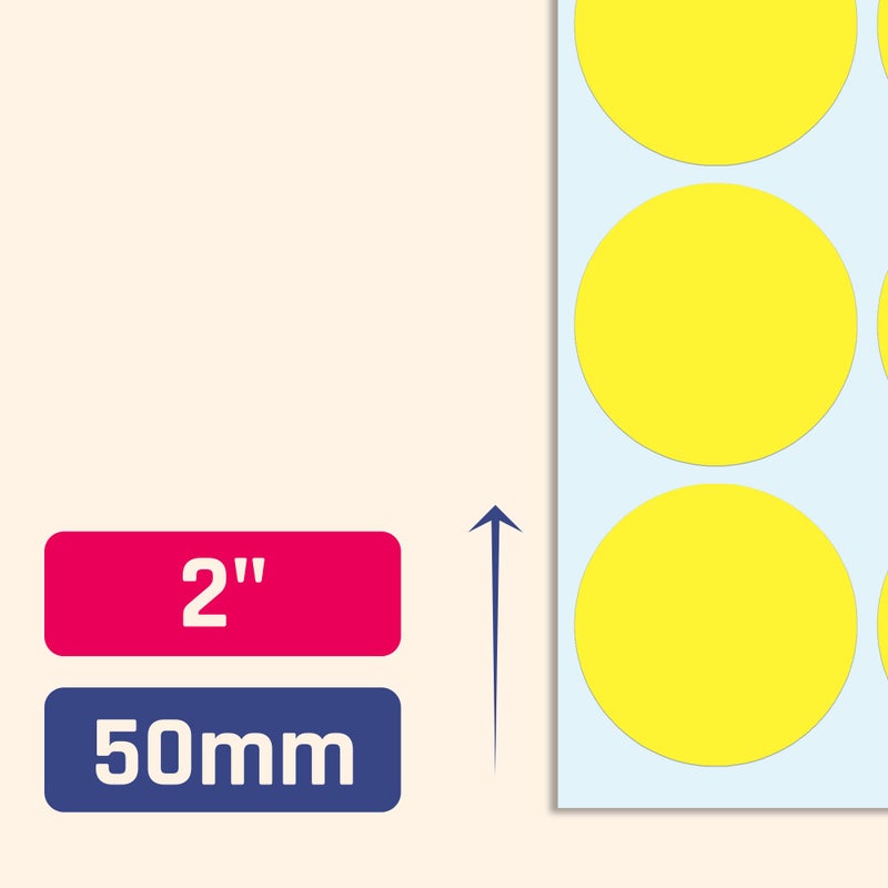 TownStix 2" Round Color Coding Circle Sticker Labels - Yellow, Pack of 240 - Image 2
